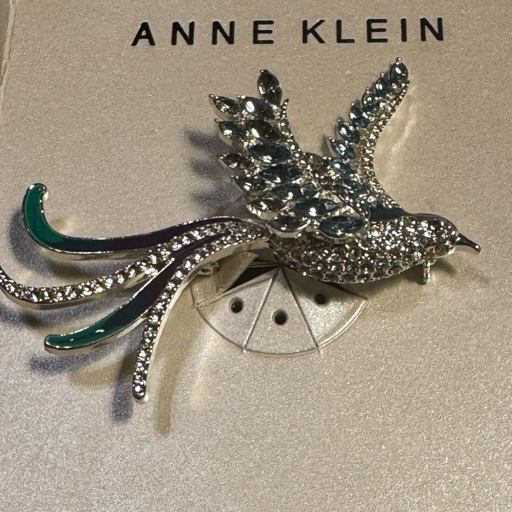 Anne Klein Silver tone Crystal Bird Brooch